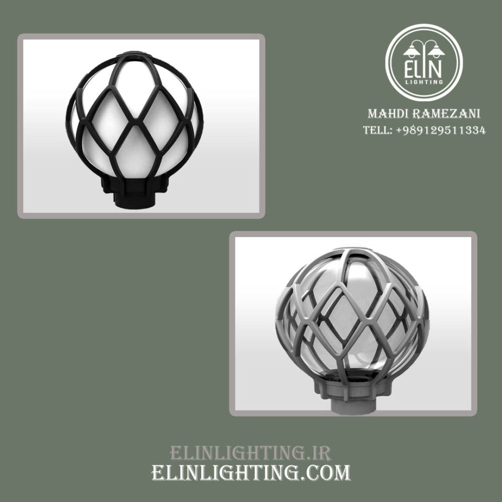 چراغ توپی یا حباب پلی کربنات مدل سبدی صنایع روشنایی و بازرگانی الین 09129511334